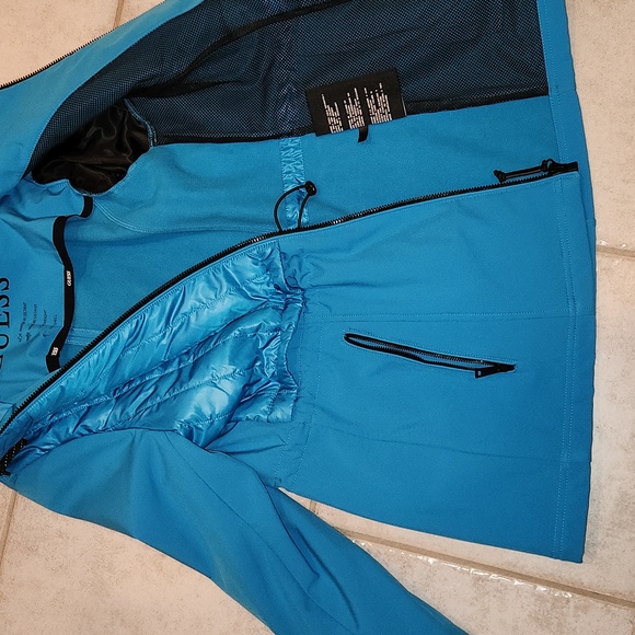 Guess blue jacket medium size hooded coat - Picture 13 of 16